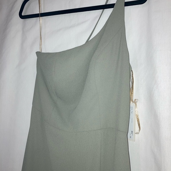 NWT Jenny Yoo Carly One Shoulder Bridesmaid Dress in Moss Pebbled Crepe Sz 10 - Picture 8 of 16